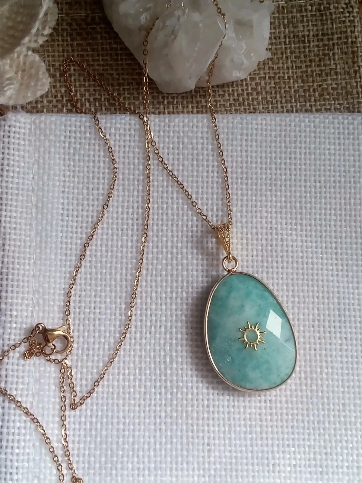 Collar de piedra de amazonita reversible natural – photo 3